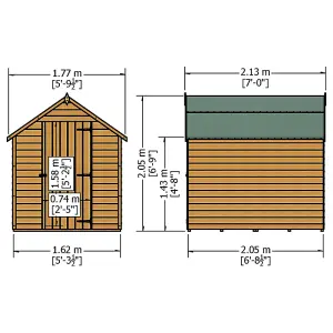 Shire Overlap 7x5 Single Door Windowless Value Pressure Treated Garden Shed