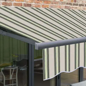 Primrose Awnings 3.5m x 2.5m Retractable Manual Charcoal Frame Multistripe Awning Outdoor Patio Canopy