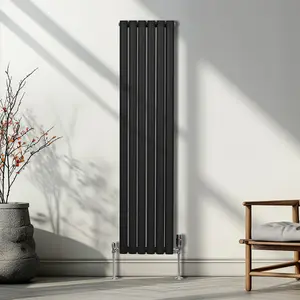 Oval Radiator - 1600 x 360mm - Black