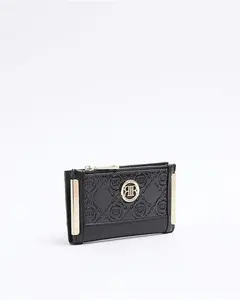 River Island Womens Black Embossed Monogram Mini Purse