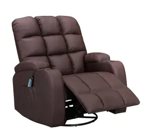 WestWood Leather Massage Recliner Chair Sofa Rocking Swivel Armchair Remote Control Brown