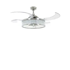 Adilene 122cm Ceiling Fan with Light Kit Transparent with Chrome Blades