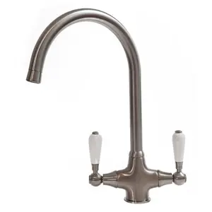 Reginox ELBE Brushed Nickel Traditional Dual Lever Kitchen Mixer Tap