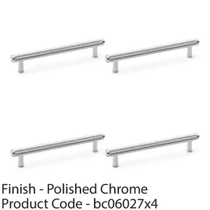 4 PACK - Knurled T Bar Pull Handle - Polished Chrome - 160mm Centres Premium Drawer Door