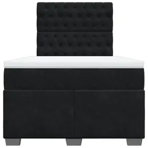 Berkfield Box Spring Bed with Mattress Black 120x200 cm Velvet