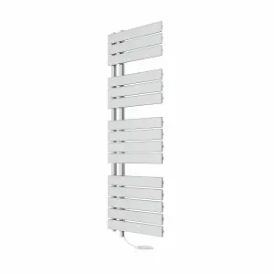 Rinse Bathrooms Designer Flat Panel Electric Heated Towel Rail Radiator Bathroom Ladder Radiators Prefilled Chrome 1380x500mm