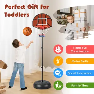 COSTWAY Kids Basketball Hoop with Dart Board & Fillable Base 1.8 M Height Adjustable Basketball Stand