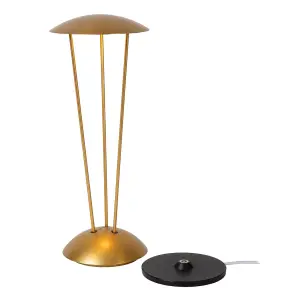 Lucide Renee Modern Rechargeable Table lamp Outdoor - LED Dim. 2700K/3000K IP54 - wireless charging pad - Matt Gold