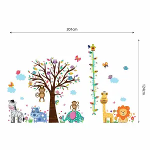 Walplus Animal Zoo, Height Chart, Butterfly, Colourful, Tall, Wall Decor, Nursery, Baby Kids Sticker PVC Multicoloured