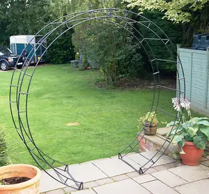 Round Arch (Including Ground Spikes) Bare Metal - Ready to Rust - Steel - L228.6 x W238.8 x H66 cm