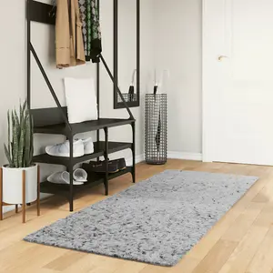 Shaggy Rug PAMPLONA High Pile Modern Grey 80x200 cm