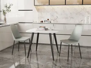 Core Products Aspen White 80cm Square Dining Table with 2 Light Grey Plastic Duo Design Chairs