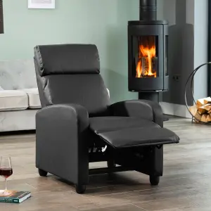 Henderson Manual Push Back Recliner Bonded Leather Armchair - Black