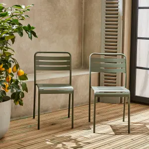 sweeek. Pair of steel garden chairs Amelia Khaki Green 44x52x79 cm