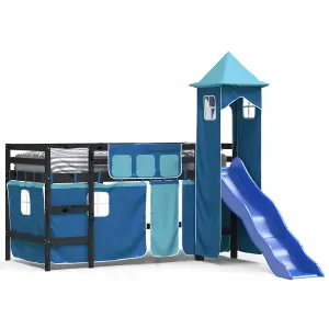 Berkfield Kids' Loft Bed with Tower without Mattress Blue 90x200 cm