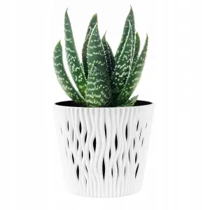 Indoor Plant Pots with Insert Plastic Flowerpot Small Large White 19cm