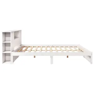 Berkfield Bookcase Bed without Mattress White 200x200cm Solid Wood Pine