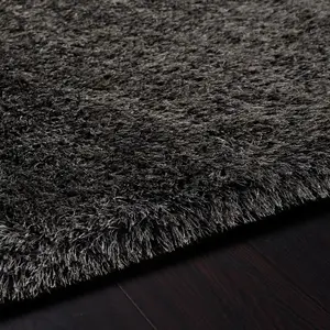 Charcoal Plain Shaggy Rug, Handmade Rug, Easy to Clean Rug for Bedroom, Living Room, & Dining Room-120cm X 170cm