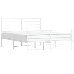 Berkfield Metal Bed Frame with Headboard and Footboard White 140x190 cm