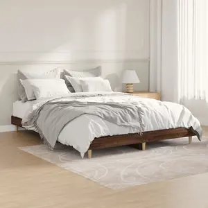 Berkfield Bed Frame Brown Oak 140x190 cm Engineered Wood