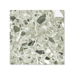 Sage Green And White Quartz Effect Premium Glass Kitchen Splashback W700mm x H750mm