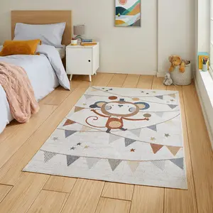 Multicolour Pictorial 40mm Thick Stain-Resistant Rug for Bedroom, Dining Room, Easy to Clean Modern Rug-120cm X 170cm