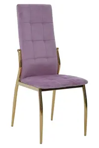 Interiors by Premier Pink Velvet Dining Chair, Modern Dining Accent Chair, Pink & Gold Velvet Upholstered Dining Chair for Home