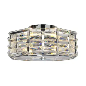 4 Bulb Flush Light Low Ceiling Polished Nickel Finish LED E27 60W Bulb