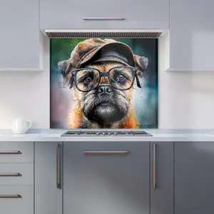 Border Terrier Dog Splashart Premium Glass Kitchen Splashback W900mm x H750mm