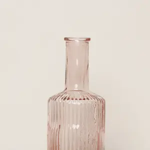 Melody Maison Pale Pink Ribbed Glass Bottle Vase - 20cm