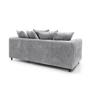 Harriet Crushed Chenille 3 Seater Sofa in Light Grey