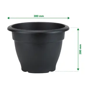 Verve Florus Black Bell Plastic Plant pot (Dia) 38cm, (H)28cm, 20.21L