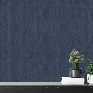 Muriva Blue Texture Metallic & glitter effect Embossed Wallpaper