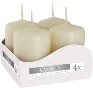 Pack of 4 Ivory Pillar Candles Small (Width: 40 mm / Height: 60 mm each)