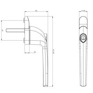 uPVC Window Handle White - Universal Inline Locking Espag Window Handle - 40mm Spindle