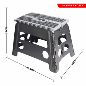 Dekton Folding Step Stool 150kg Max Anti Slip Home Workplace Aid Ladder Portable - 32cm Heavy Duty