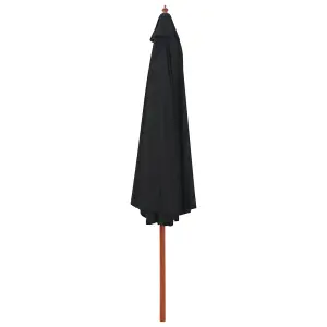 Berkfield Outdoor Parasol with Wooden Pole 350 cm Black