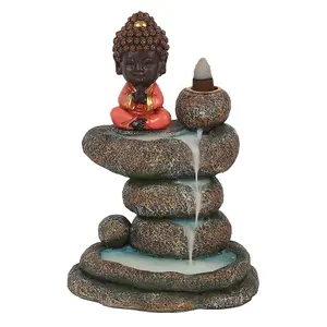 Something Different Buddha Rock Pond Backflow Incense Burner Red/Brown (One Size)