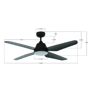 Alberte 122cm Ceiling Fan with LED Lights Black