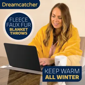 Dreamcatcher Blanket Throw Soft Faux Fur 160 x 130cm Overblanket Gold