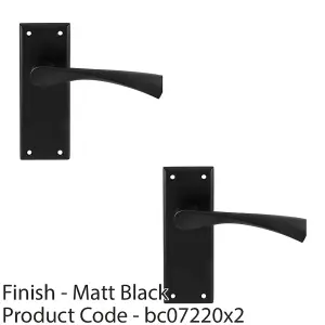 2 PACK - PAIR Angular Lever on Latch Backplate Door Handle 150 x 50mm Matt Black