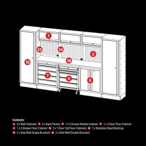 BUNKER Modular Storage Combo with Stainless Steel Worktop (16 Piece) 04402