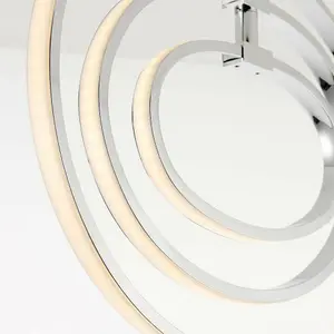 LED Semi Flush Ceiling Light 21W Warm White Chrome Hoop Ring Feature Strip Lamp