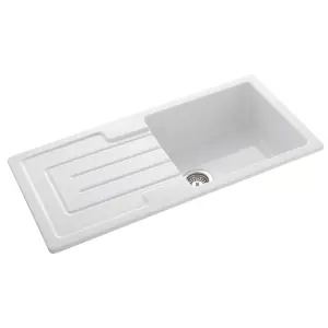 Rangemaster Austell White Ceramic 1 Bowl Sink 500mm x 1000mm