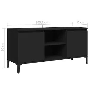 Berkfield TV Cabinet with Metal Legs Black 103.5x35x50 cm