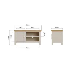 Home Source Ramsgate Grey & Oak Small 1 Door TV Stand Cabinet