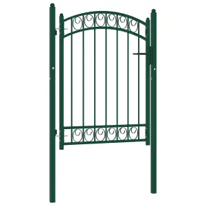 Berkfield Fence Gate with Arched Top Steel 100x125 cm Green