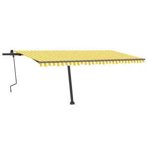 Berkfield Manual Retractable Awning with LED 500x300 cm Yellow and White