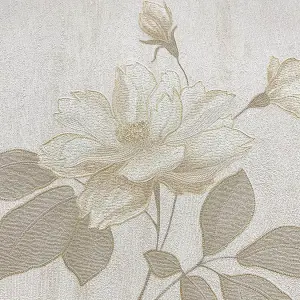 Muriva Cream Floral Mica effect Embossed Wallpaper