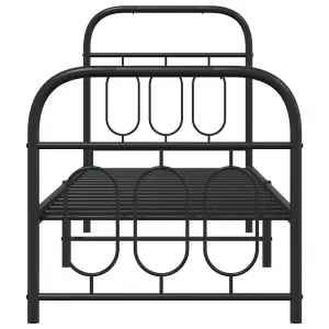 Berkfield Metal Bed Frame without Mattress with Footboard Black 75x190cm